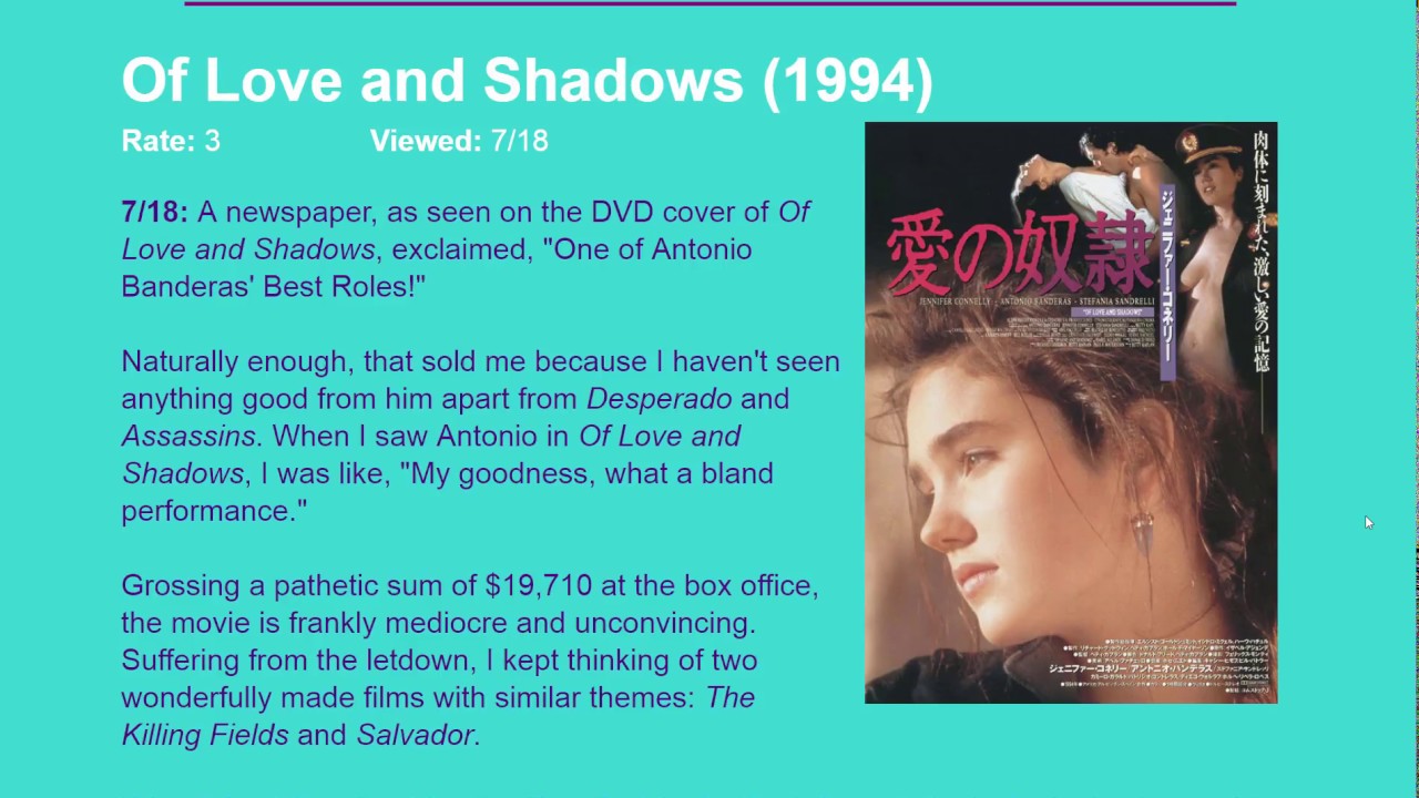 Movie Review Of Love and Shadows (1994) [HD] YouTube