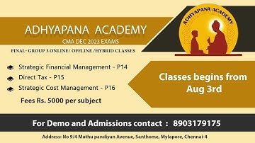 Learning Curve / SCM / CMA FInal / Adhyapana Academy