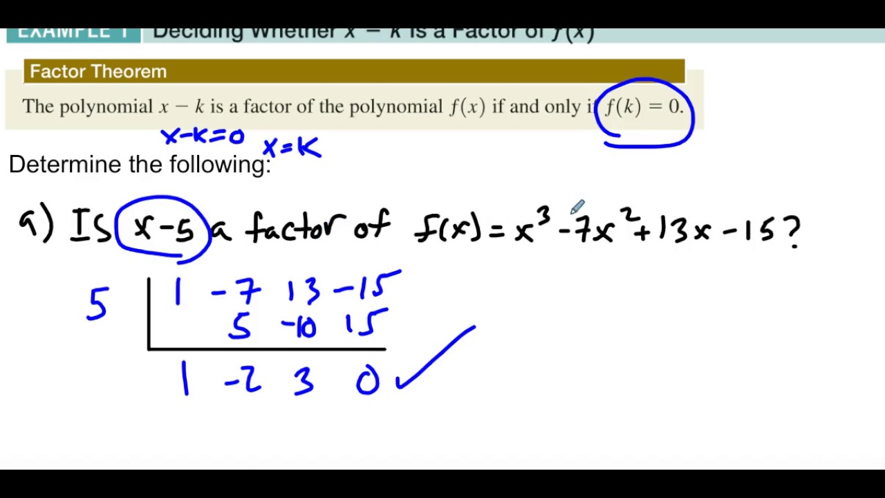 11.2 Example 1 Deciding Whether x k is a Factor of fx - YouTube Tim McCaffrey