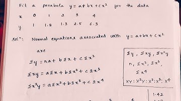 Second Degree Parabola Straight Line y=x^2+bx+c | Example Problem 2 | Curve Fitting