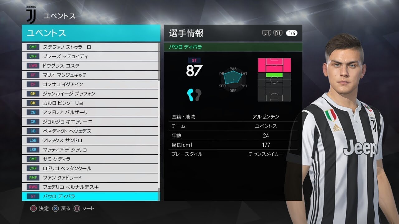 ウイイレ18 ユベントス 選手紹介 Ps4 Pes18 Juventus Youtube