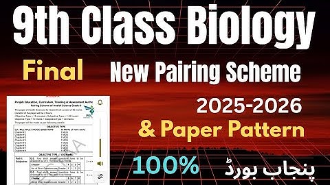 9th Class Biology New Paper Pattern || Pairing Scheme 2026 || All Punjab Board || Official Scheme