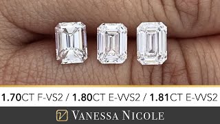 EMERALD CUT DIAMOND - Emerald Shape Diamond Color Grade & Diamond Size Comparison for Sy