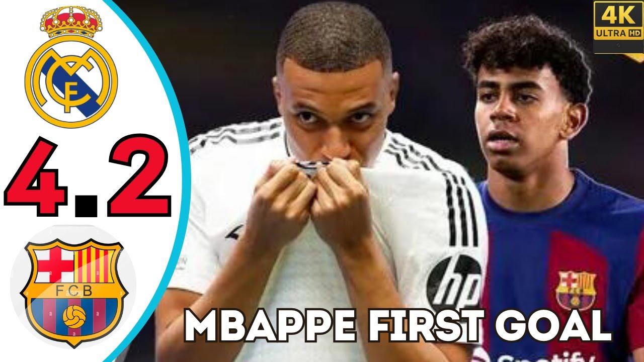Real Madrid vs Barcelona 4-1 ⚽ Mbappe First Goal (Highlights  2024)
