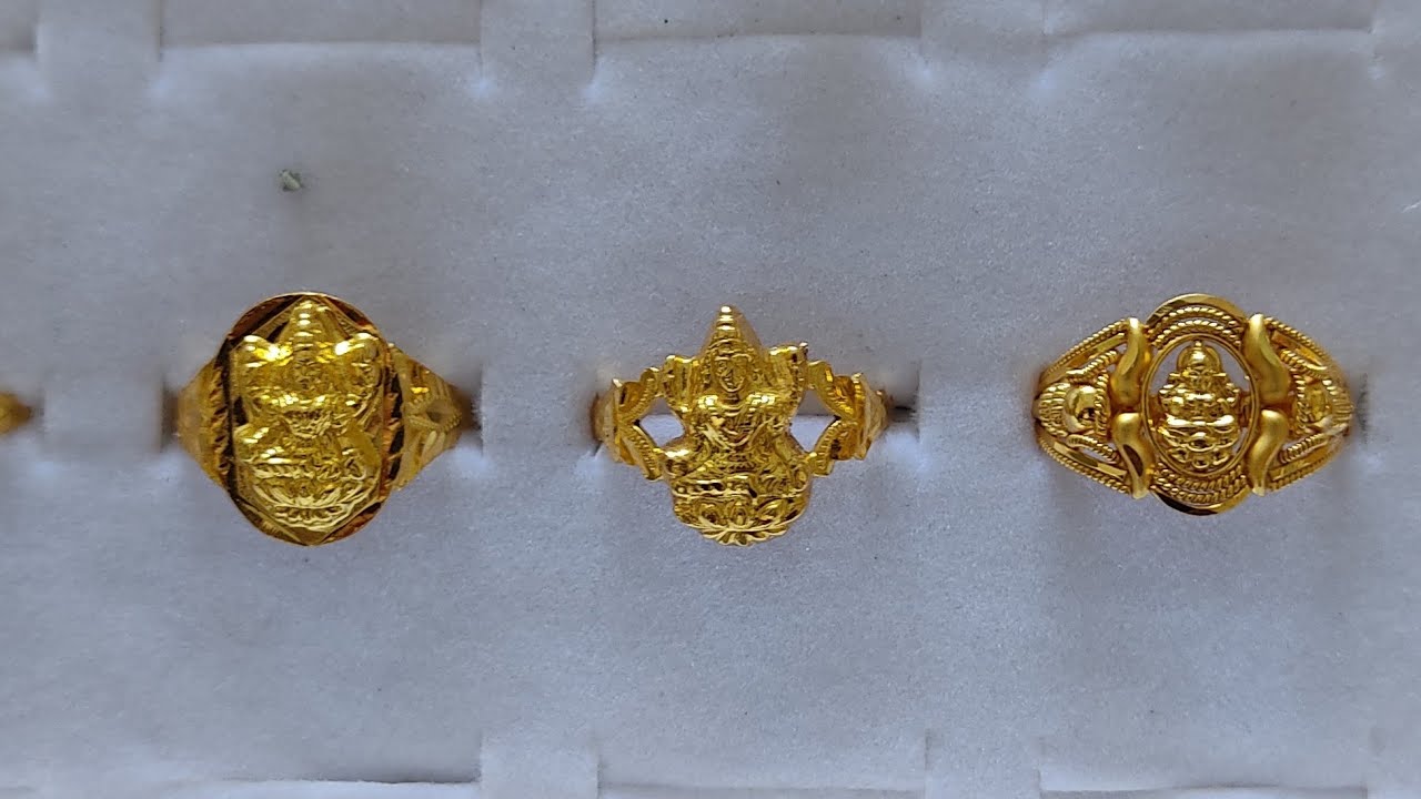 F19626 Temple Jewellery Antique Gold Plated Finger Rings Laxmi God Design  Collections | JewelSmart.in