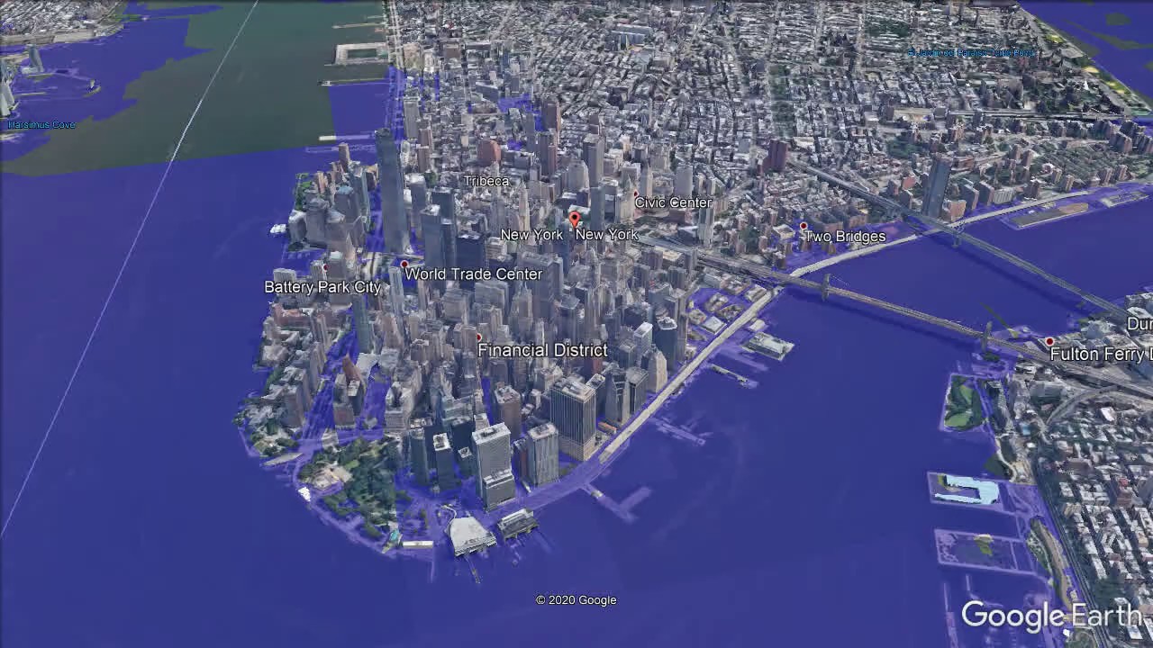 Sea Level Rise Simulation in New York (3 feet) - YouTube