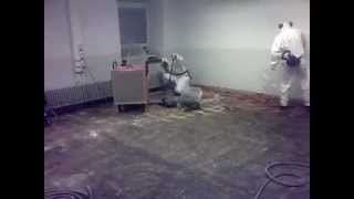 Asbesti vinyylilaatan purkua, asbestos floor coating removal