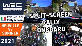 WRC Rally Onboard Split Screen - Thierry Neuville Vs Teemu Suninen WRC FORUM8 ACI Rally Monza 2021