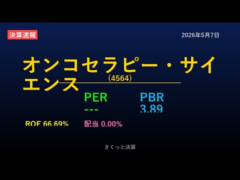 【4564】オンコセラピー・サイエンス 2026年5月7日 決算サマリー