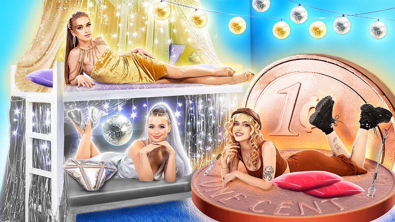 Üçüzler için Gizli Bir Oda İnşa Ediyoruz! Altın Kız vs Gümüş Kız vs Bronz Kız!