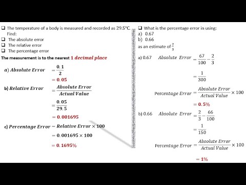 APPROXIMATION AND ERRORS|ABSOLUTE ERROR|RELATIVE ERROR| PERCENTAGE ERROR WORKED EXAMPLES