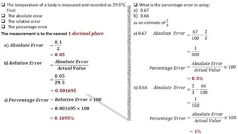 APPROXIMATION AND ERRORS|ABSOLUTE ERROR|RELATIVE ERROR| PERCENTAGE ERROR WORKED EXAMPLES