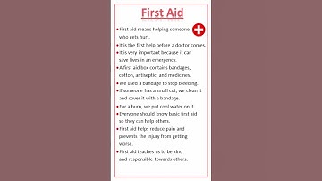 essay on First Aid | 10 Lines on First Aid #shorts #ytshorts#firstaid#doctor #aid#emergency#hospital