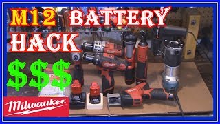 MILWAUKEE M12 BATTERY HACK - HOW TO  STOP YOUR POWER TOOLS FROM TIPPING OVER  - REAL EASY FIX