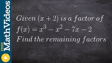 Given a Factor Find the Remaining Factors With Quadratic Formula