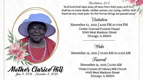 Mrs Clarice Hill Celebration of Life