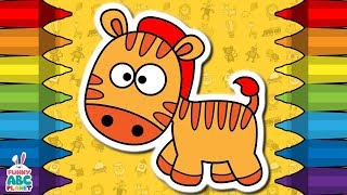 How to Draw a Zebra Drawing Coloring Pages and Animation Step by Step for Kids