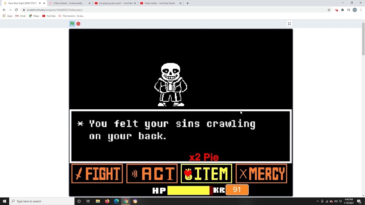 me playing sans scratch boss battle part2 - YouTube