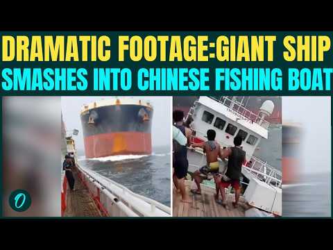 Panama-Flagged Bulk Carrier COLLIDES With Chinese Fishing Boat Near Singapore Strait | VIDEO