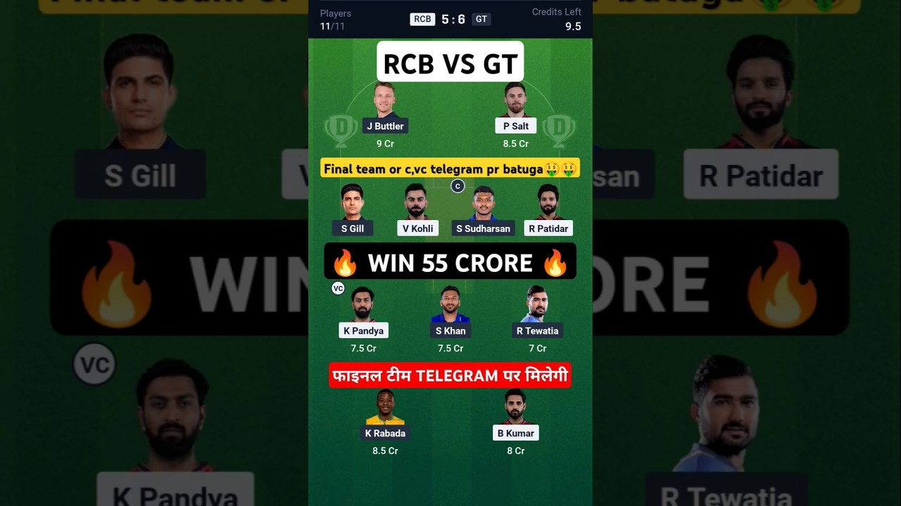 Royal Challengers Bangalore vs Gujarat Titans Dream11 Prediction team today || RCB vs GT || 