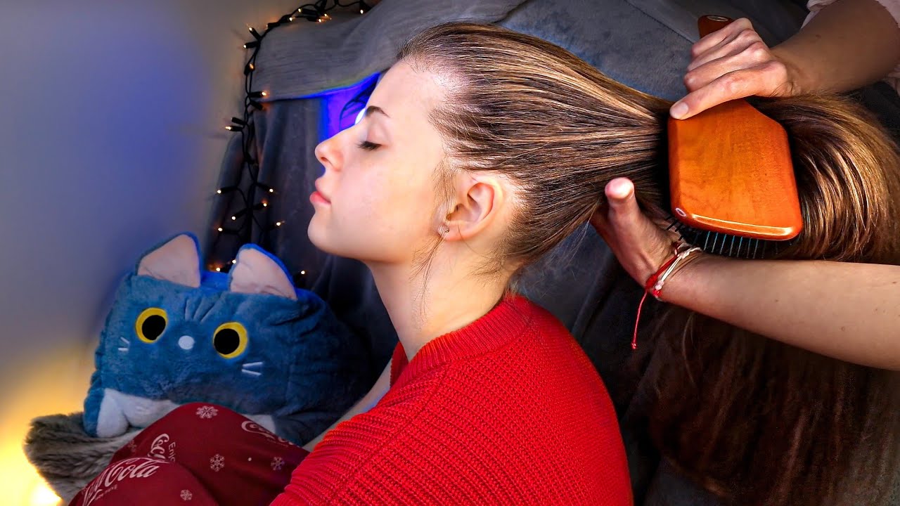 ASMR Cozy High Ponytail Hair Brushing | Real Person No Talking for Sleep & Relaxation