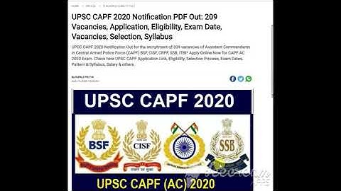 UPSC CAPF ACs Online Form 2020 Kaise Bhare | How to Fill UPSC CAPF Online Form 2020