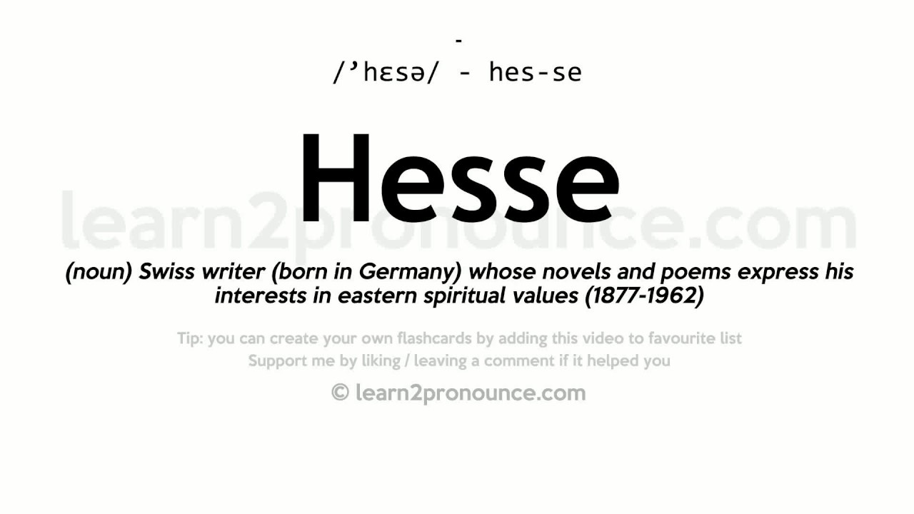 Pronunciation of Hesse Definition of Hesse YouTube