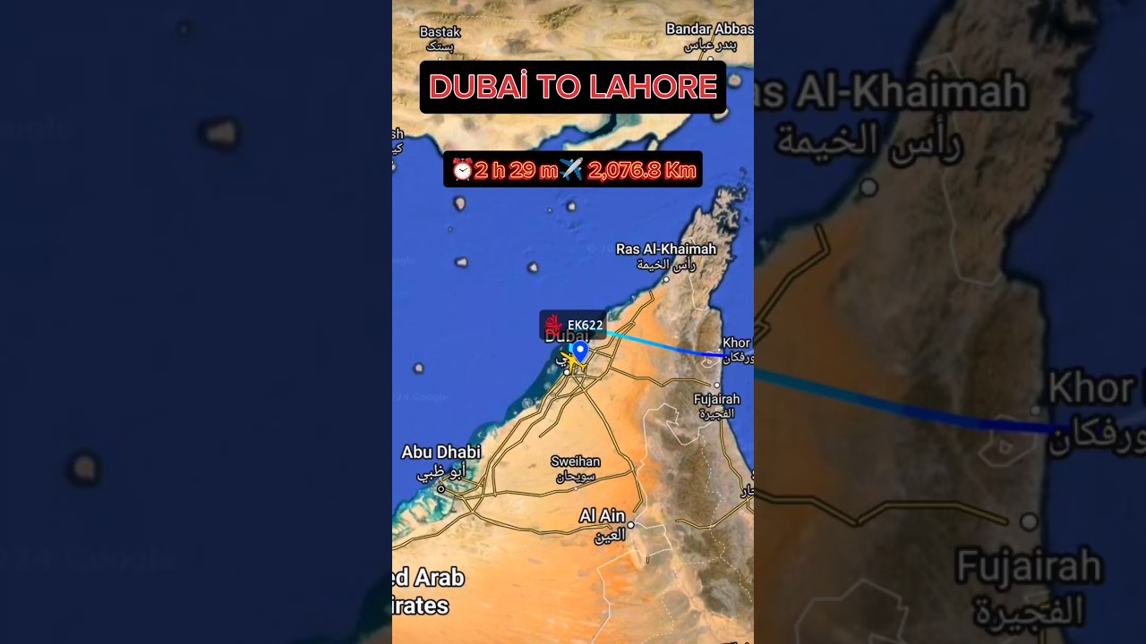 EMIRATES DUBAİ TO LAHORE Flight Route - Emirates 