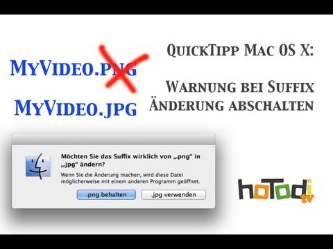 Suffix Warnung in OS X beim Umbenennen der Endung ausschalten