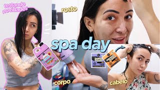 SPA DAY COMPLETO com PRODUTOS NOVOS | rosto, corpo, cabelo e unhas