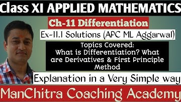 Ex-11.1 Solutions•Ch-11 Differentiation•First Principle method•APC ML Aggarwal•XI Applied Maths