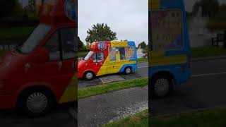 ice cream van in a convoy at crew with  84 vans for guinness wolrd record
