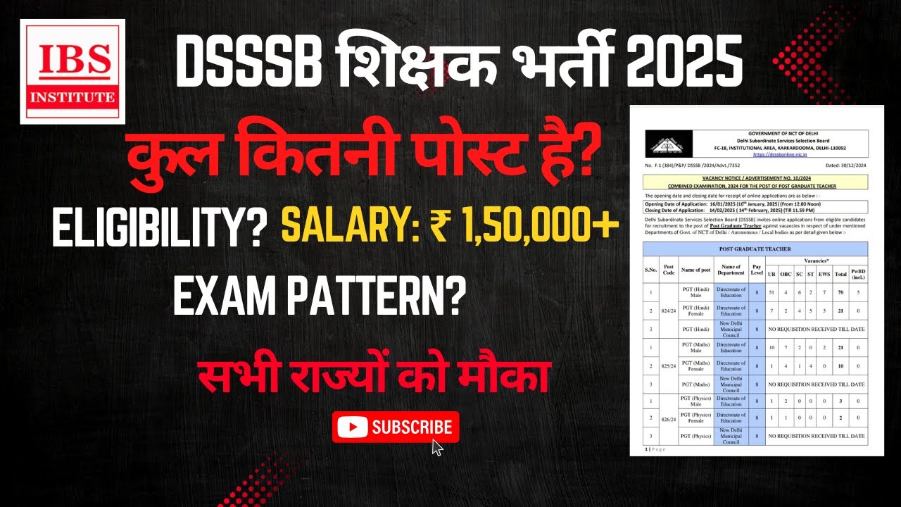 Dsssb Vacancy 2025 Form Fill Up Dsssb Vacancy 2025 Pgt Check It Out ...