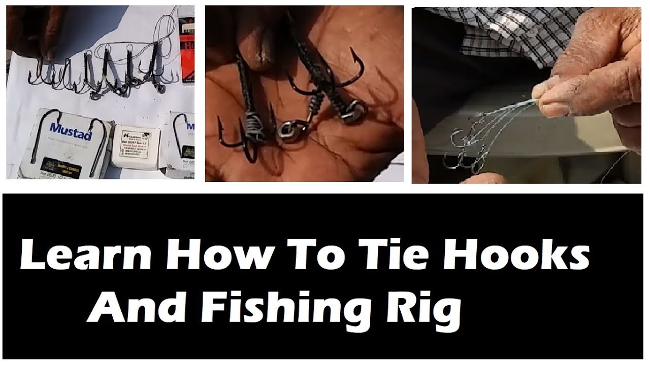 LEARN HOW TO TIE FISHING HOOK AND FISHING RIG, BUNCH HOOK RIG