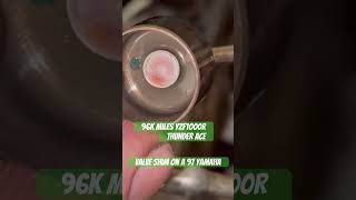 What a valve shim looks like on a motorcycle.  This one I put in, checked clearance and had to re-do