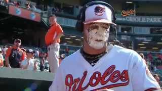 Steve Pearce gets a pie to the face following the O's 4-2 win