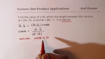 Find the range of x for obtuse angle between two vectors - EDEXCEL - GCSE