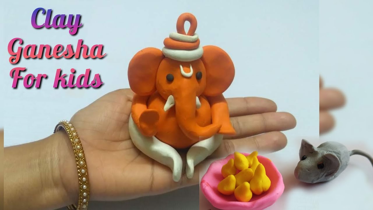 How to make Ganesh Idol using Play Dough  Easy making Ganesha at home  Play Dough Ganesha for kids