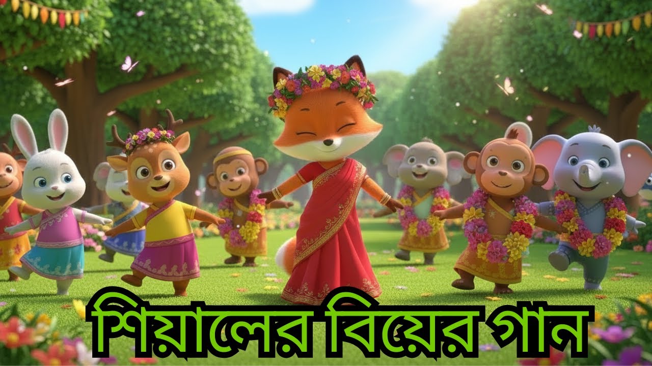 শিয়ালের বিয়ের গান 🦊 | বাচ্চাদের জন্য মজার কার্টুন বিয়ে 🎉