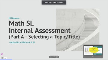 Math SL IA Part A - (Finding an IA Topic and Title)