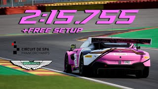 Aston Martin V8 GT3 | SPA 2:15.755 + Free Setup | Assetto Corsa Competizione V1.10.3