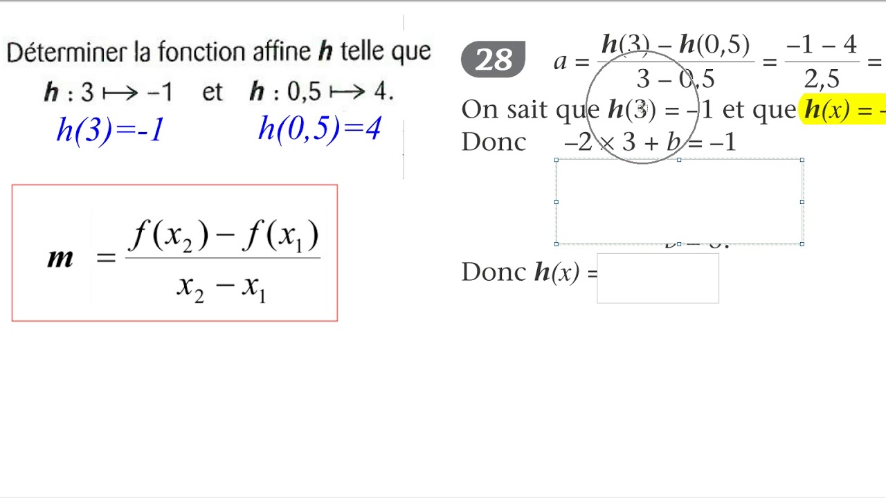 3eme Fonctions affines - Correction 28 - YouTube