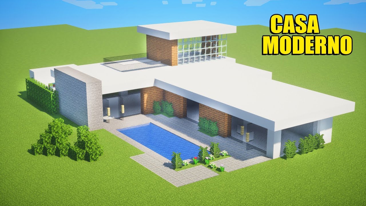 MINiCRAFT:COMO FAZER UMA CASA MODERNA   Minecraft moderno, Casas  minecraft, Ideias de minecraft