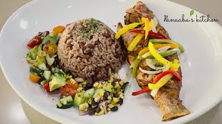 Lets cook a feast! Caribbean inspired Rice &amp; Peas -  Rice &amp; Beans  Fried Red Snapper &amp; Avocado Salad