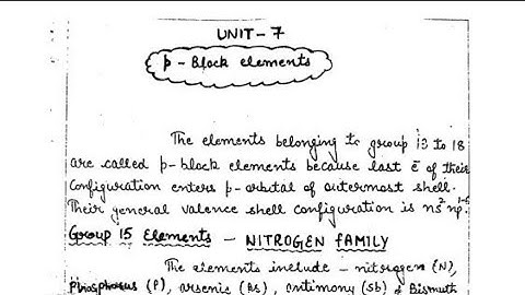 P Block Elements Handwritten Notes For Class 11th Chemistry