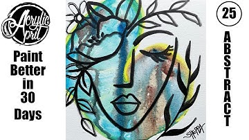 Acrylic April Day 25: Minimalist Abstract Face | Beginner Acrylic Tutorial