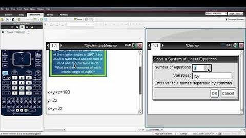Writing and Solving a 3x3 System of Equation using the TI-Nspire CX