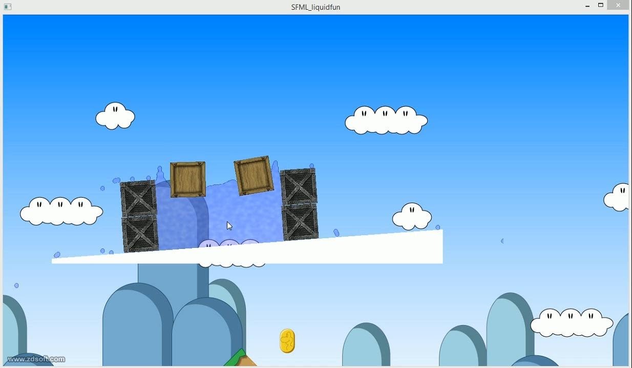SFML & Box2D Water Simulation 2º Test - YouTube