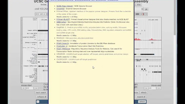Send UCSC Genome Browser sequence to external tools