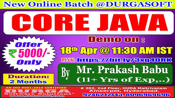 CORE JAVA Online Training @ DURGASOFT
